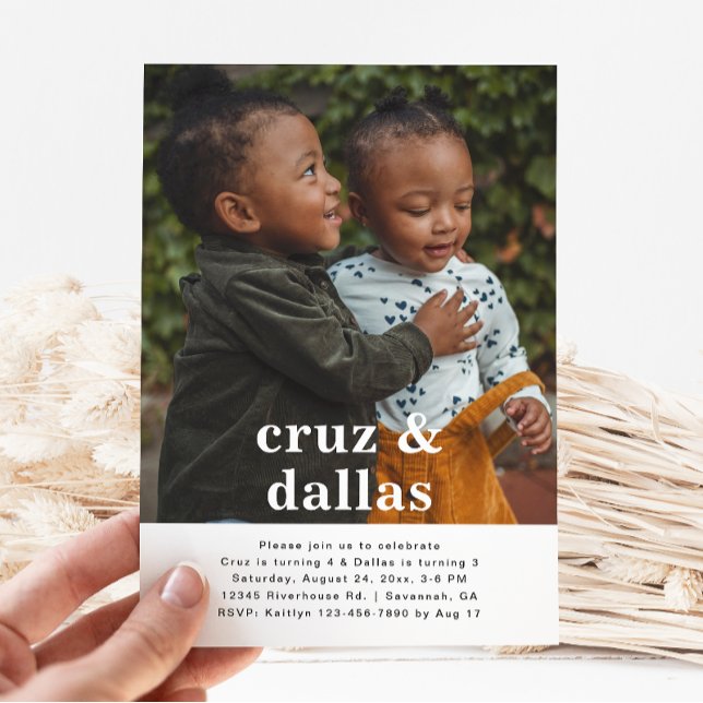 Invitación simple conjunta de cumpleaños | Foto |  (Subido por el creador)