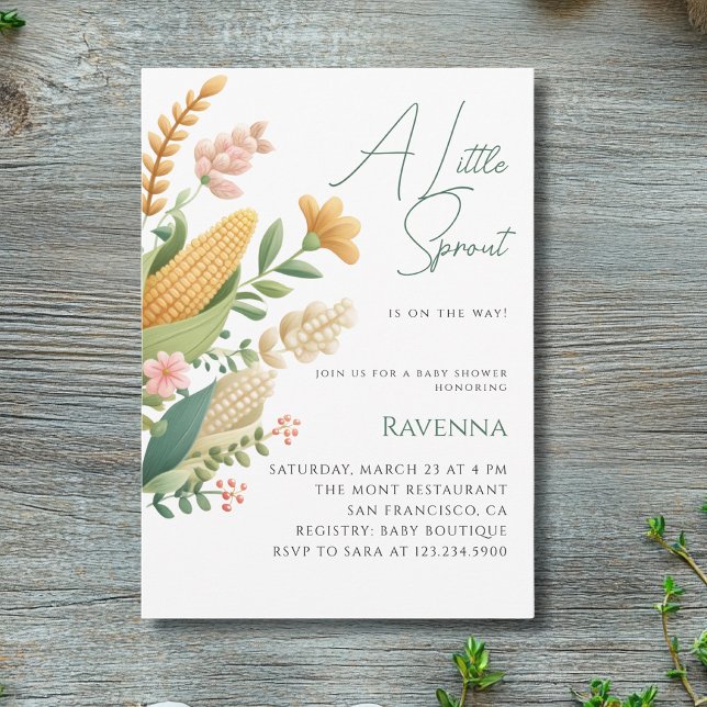 Invitación Simple Corn Wildflower Un Pequeño Brote Fiesta de  (Subido por el creador)