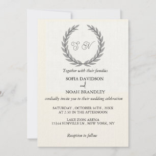 Invitación Simple Corona de Boda Minimalista de Laurel Marfil