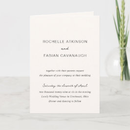 Invitación Simple Cream Elegant Wedding