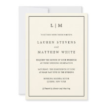 Simple Crema Monograma Elegante Boda