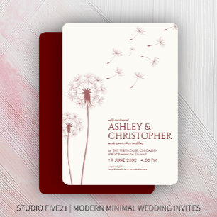 Invitación Simple Crimson Red Dandelion Boda