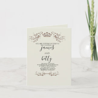 Invitación Simple Crown Minimalist Wedding Folded Invitation