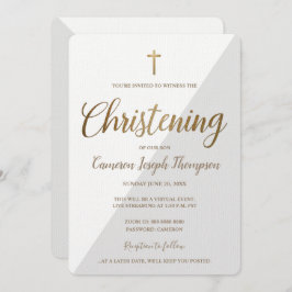 Invitación Simple Cruz Gris de Oro Blanco Virtual Christine
