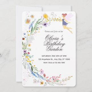 Invitación Simple Custom White & Yellow Watercolor Birthday
