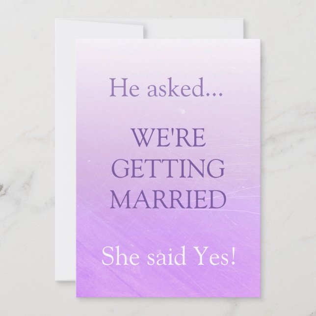 Invitación Simple Cute Gracioso Morado Dijo Sí Boda (Anverso)