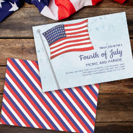 Invitación Simple Cute Rojo Azul Blanco Azul Cuarto De Julio 