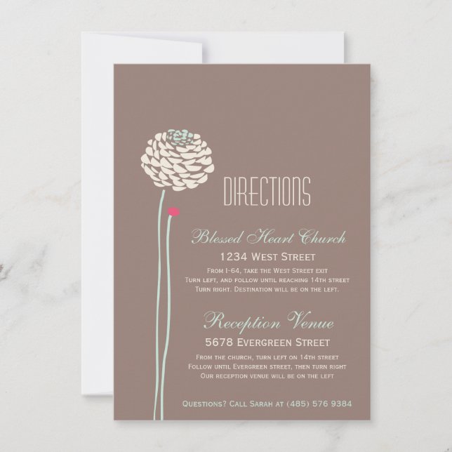 Invitación Simple Dahlia - Rústica dirección moderna Insertar (Anverso)