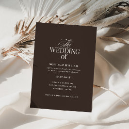 Invitación Simple Dark Brown Espresso | Neutral Wedding