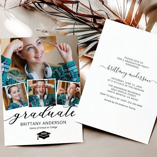 Invitación simple de 4 fotos para fiesta de gradua (Subido por el creador)