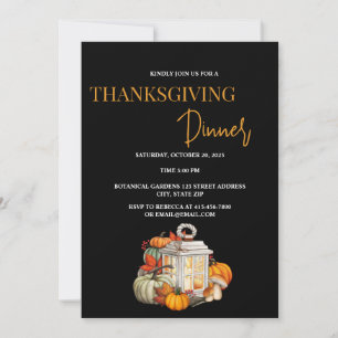 Invitación simple de Acción de Gracias en negro