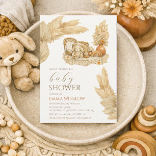Invitación simple de acuarela boho para baby showe