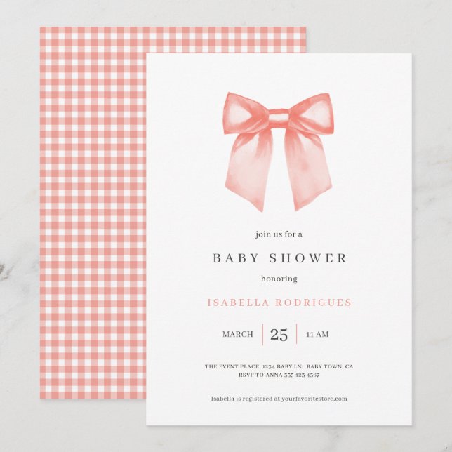 Invitación Simple de Arco para Baby Shower (Anverso / Reverso)