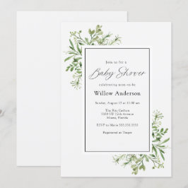 Invitación simple de Baby Shower a la energía verd