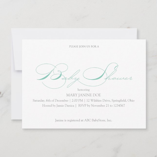 Invitación simple de Baby Shower a la espuma marin (Anverso)