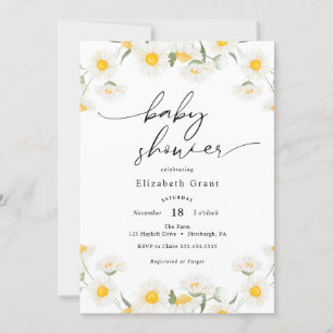 Invitación simple de Baby Shower a la Wreath Daisy
