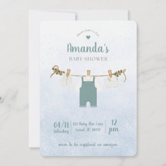 Invitación simple de baby shower azul para niño