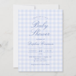 Invitación Simple de Baby Shower con Cuadros Azule