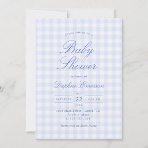 Invitación Simple de Baby Shower con Cuadros Azule