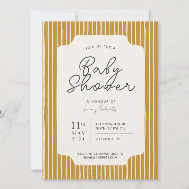 Invitación simple de Baby Shower en banda (Anverso)