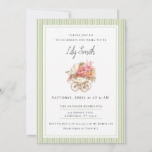 Invitación simple de baby shower en verde salvia