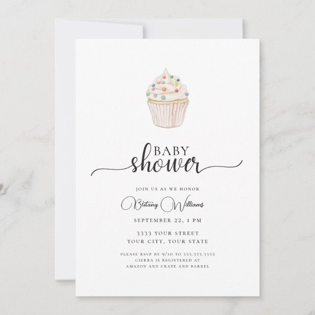 Invitación simple de Baby Shower para el pastel (Anverso)