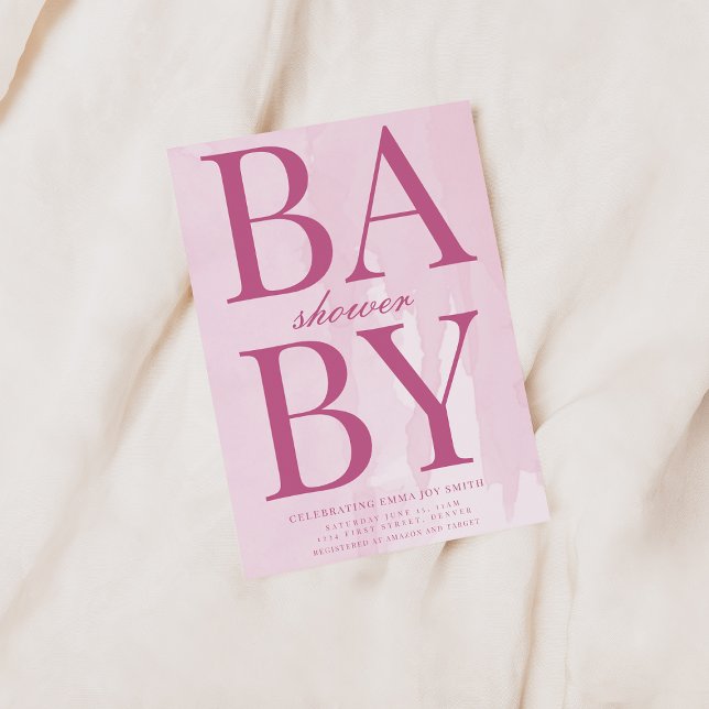 Invitación simple de Baby Shower rosa (Subido por el creador)