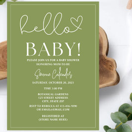 Invitación simple de Baby Shower verde sabio