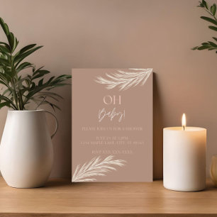 Invitación Simple de Baño Boho con Tono Neutral