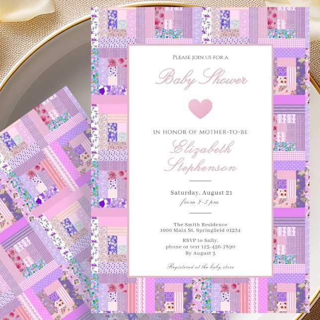 Invitación simple de bebé a la manta rosa para la  (Subido por el creador)