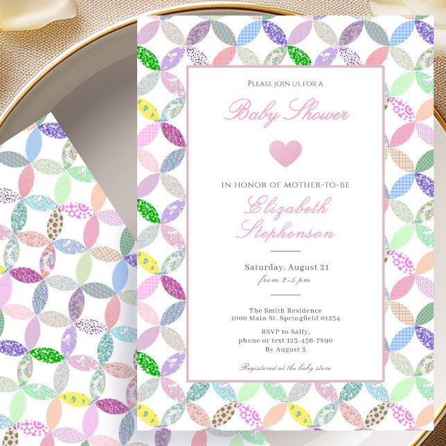 Invitación simple de bebé a la manta rosa para la  (Subido por el creador)