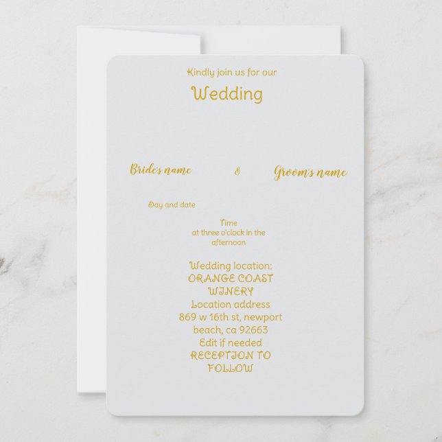 invitación simple de boda (Anverso)