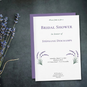 Invitación simple de boda con lavanda