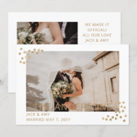 Invitación simple de Boda de fotos de confeti de o