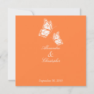 Invitación simple de Boda de mariposas Naranja