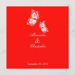 Invitación simple de Boda de mariposas rojas