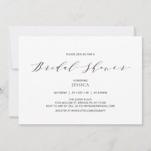 Invitación simple de boda de shower nupcial beige
