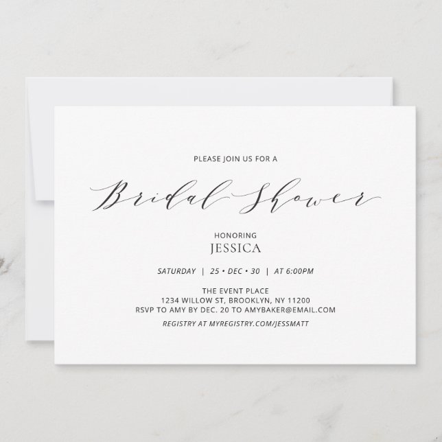 Invitación simple de boda de shower nupcial beige (Anverso)