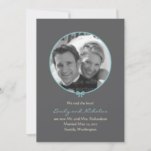 Invitación simple de Boda fotográfico Knot - Azul