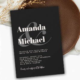Invitación simple de Boda Minimalista moderno negr