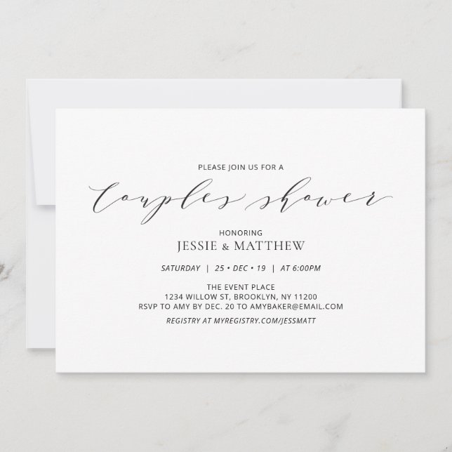 Invitación Simple de Boda para Parejas en Blanco y (Anverso)
