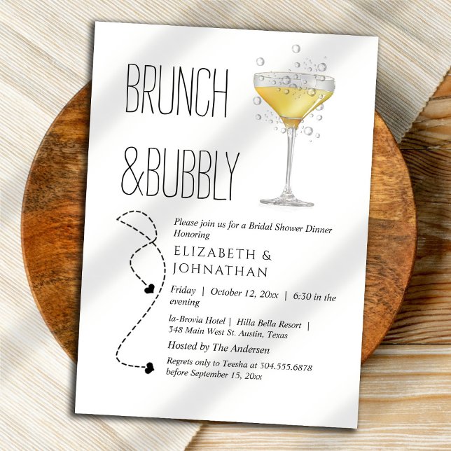 Invitación simple de brunch y burbujas con guión (Subido por el creador)