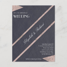 Invitación simple de casamiento azul de mármol de