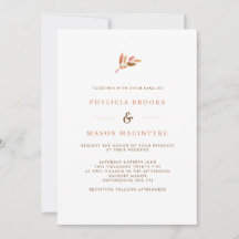 Invitación simple de casamiento de hojas de terrac