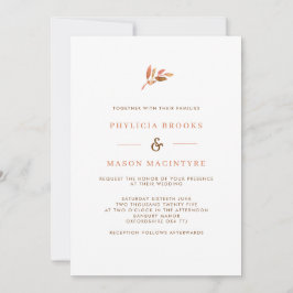 Invitación simple de casamiento de hojas de terrac