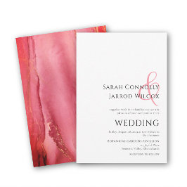 Invitación simple de casamiento rosa brillante