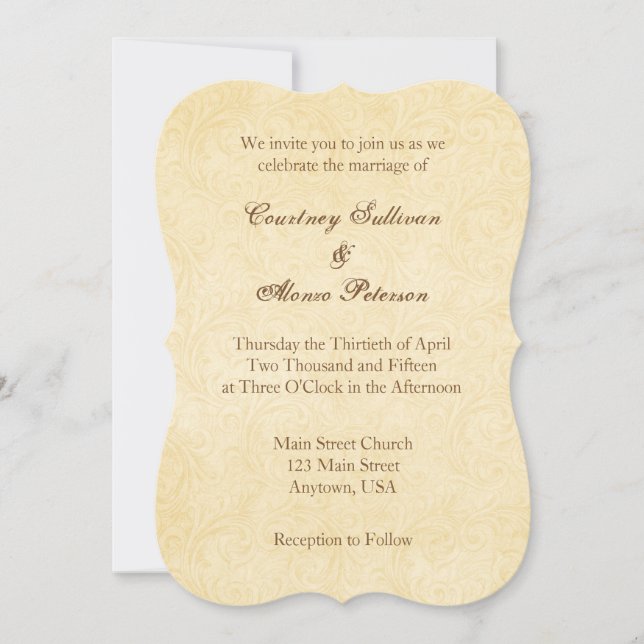 Invitación simple de casamiento vintage (Anverso)