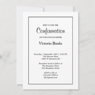 Invitación simple de confirmación blanca