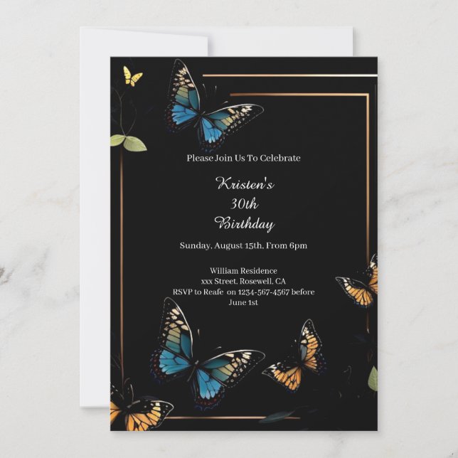 Invitación simple de cumpleaños (Anverso)