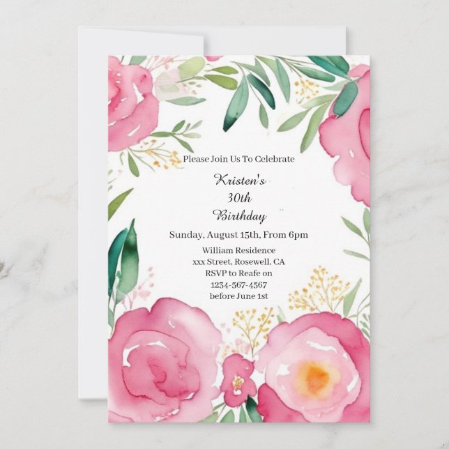 Invitación simple de cumpleaños (Anverso)